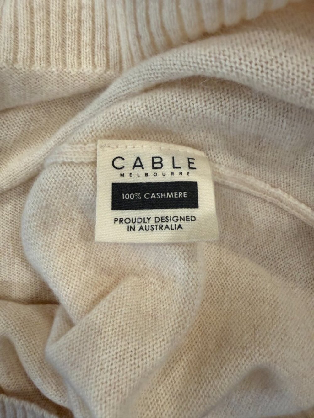 Cable Melbourne Cream 100% Cashmere Crewneck Sweater Size M - Picture 3 of 3